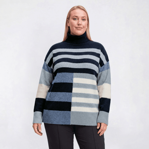 Plus Size Preswick & Moore(R) Stripe Tunic Turtle Neck Sweater